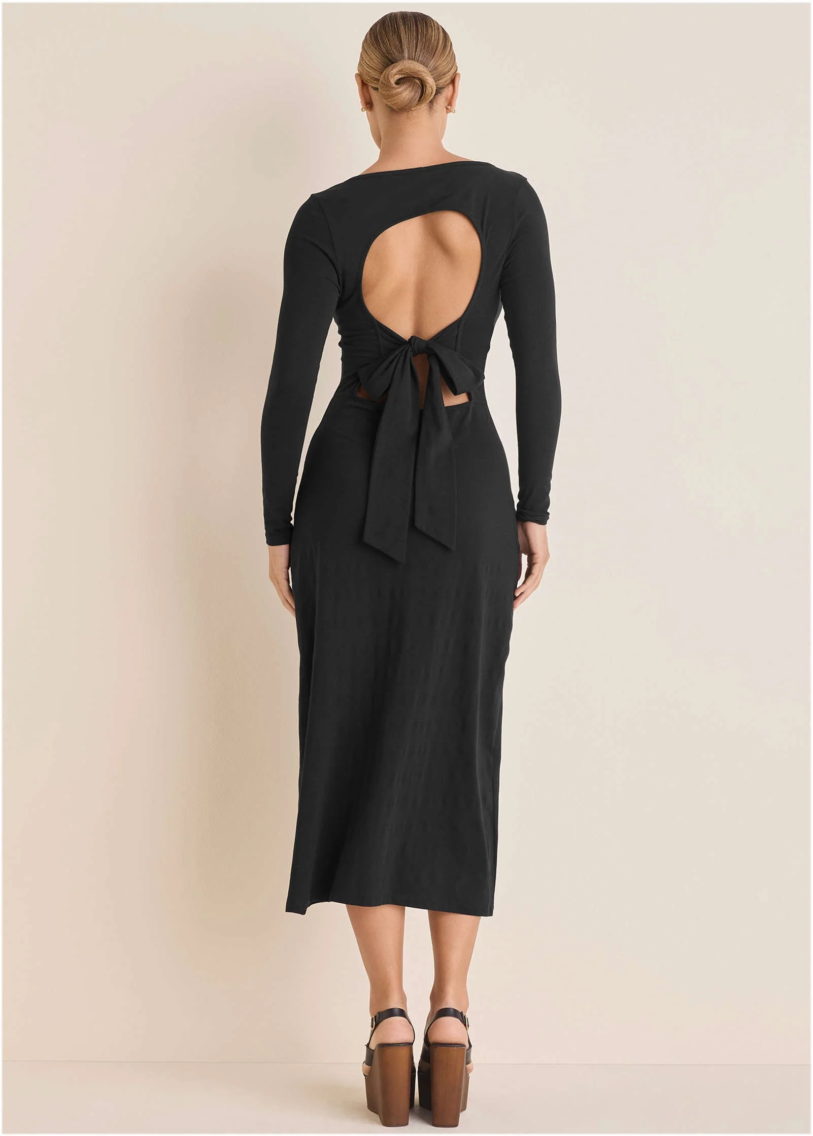 Open Back Maxi Dress - Jet Black - Image 2