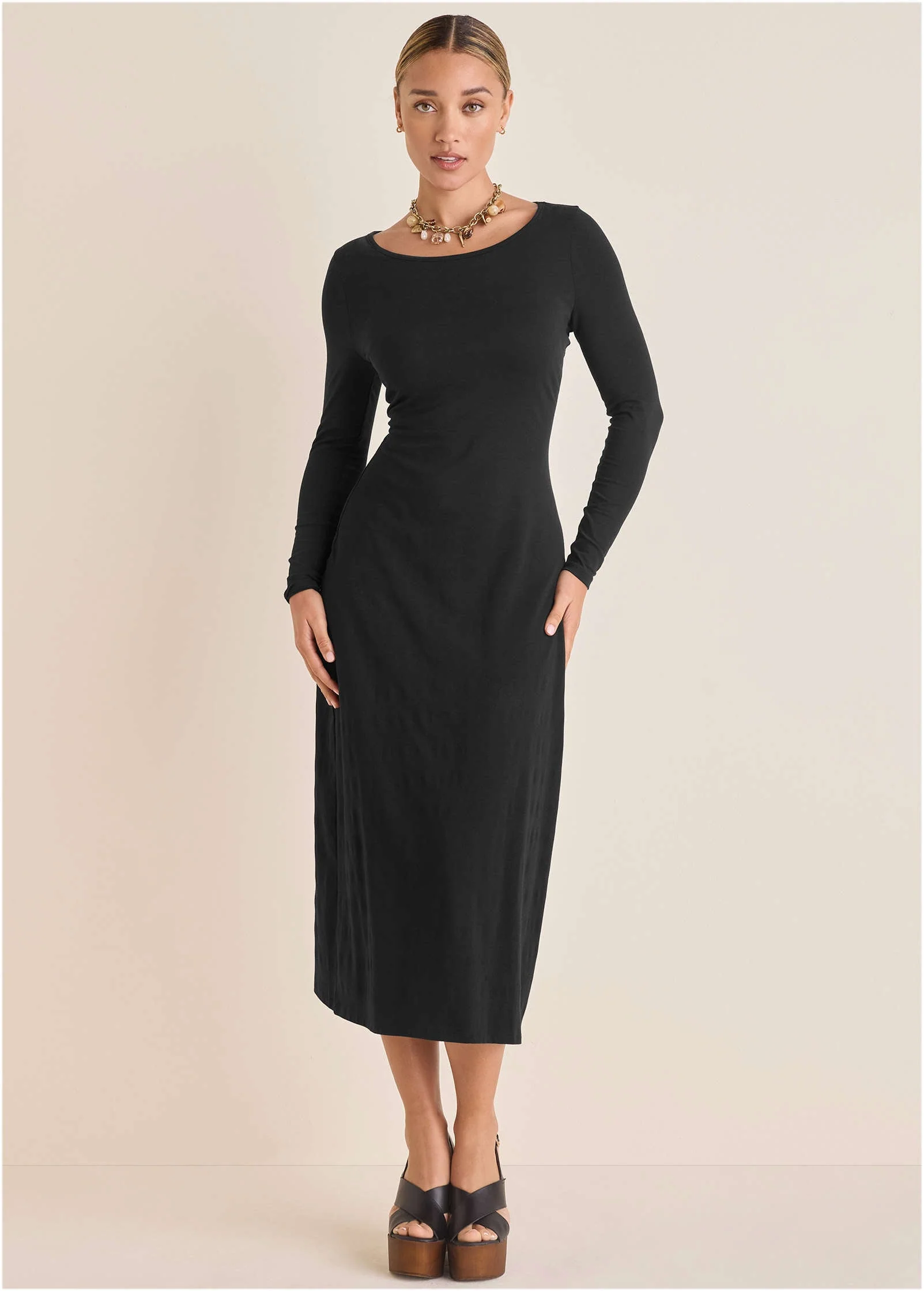 Open Back Maxi Dress - Jet Black - Image 3