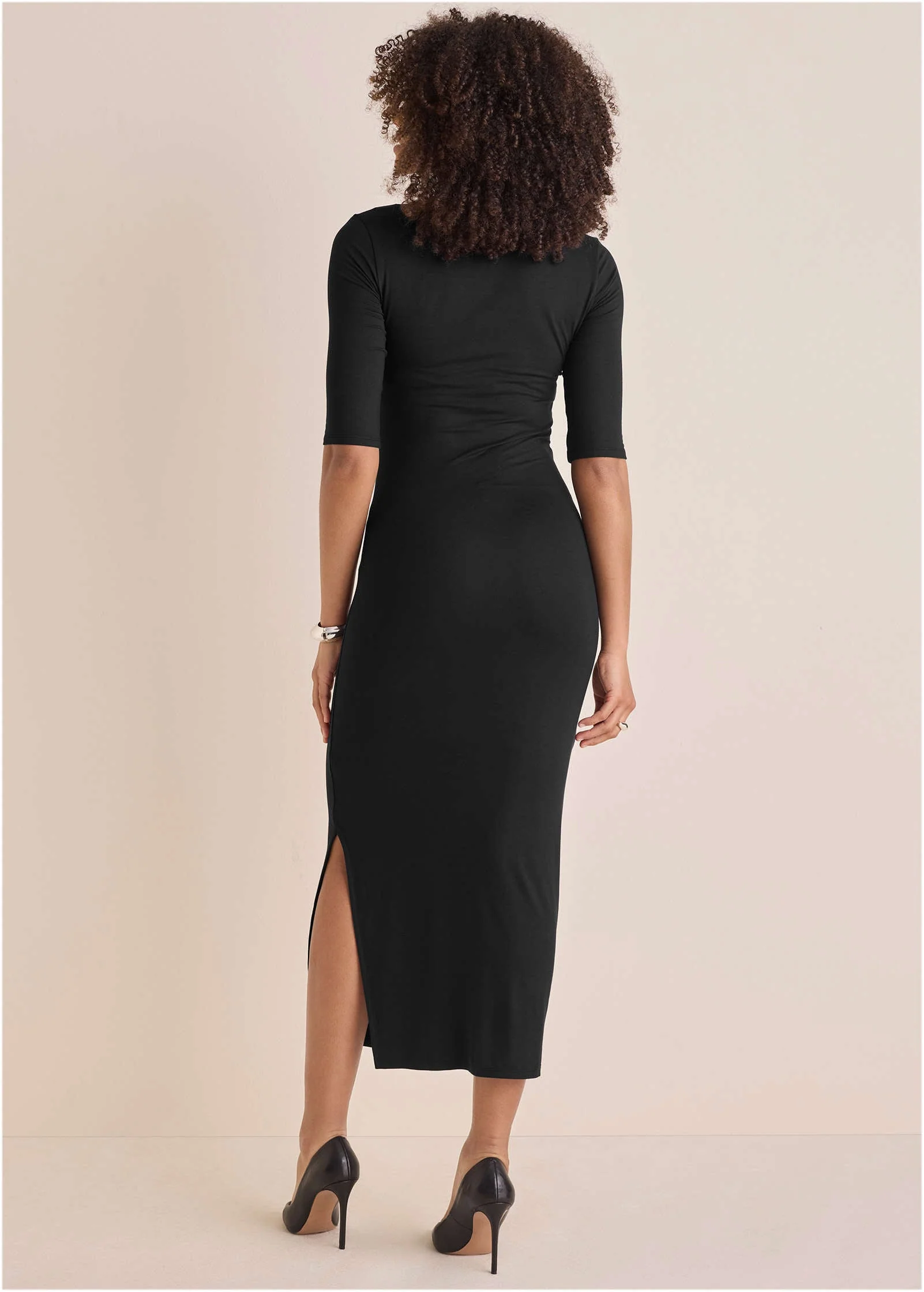 Front Cut Out Maxi Dress - Jet Black - Image 3
