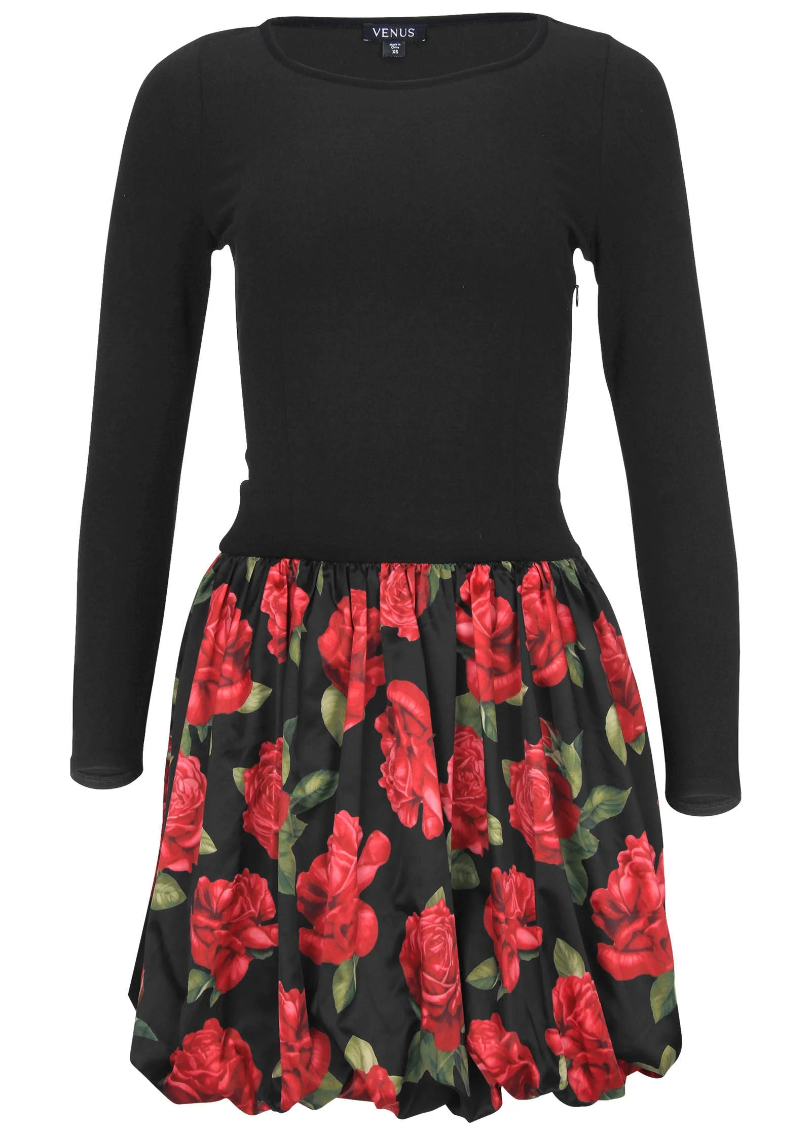 Long Sleeve Bubble Hem Mini - Antique Roses - Image 4