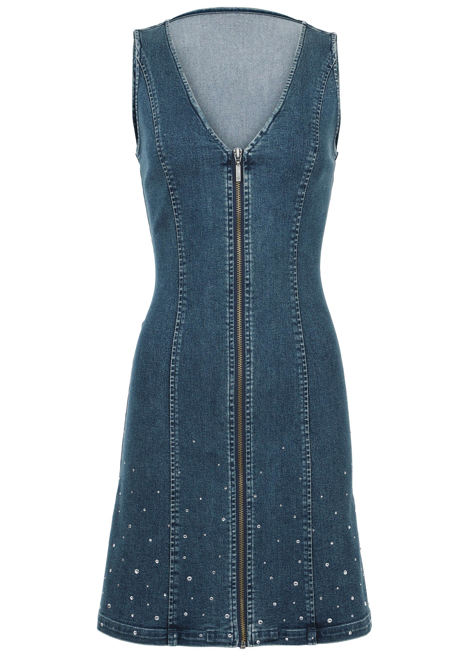 Denim Mini Dress - Medium Wash - Image 5