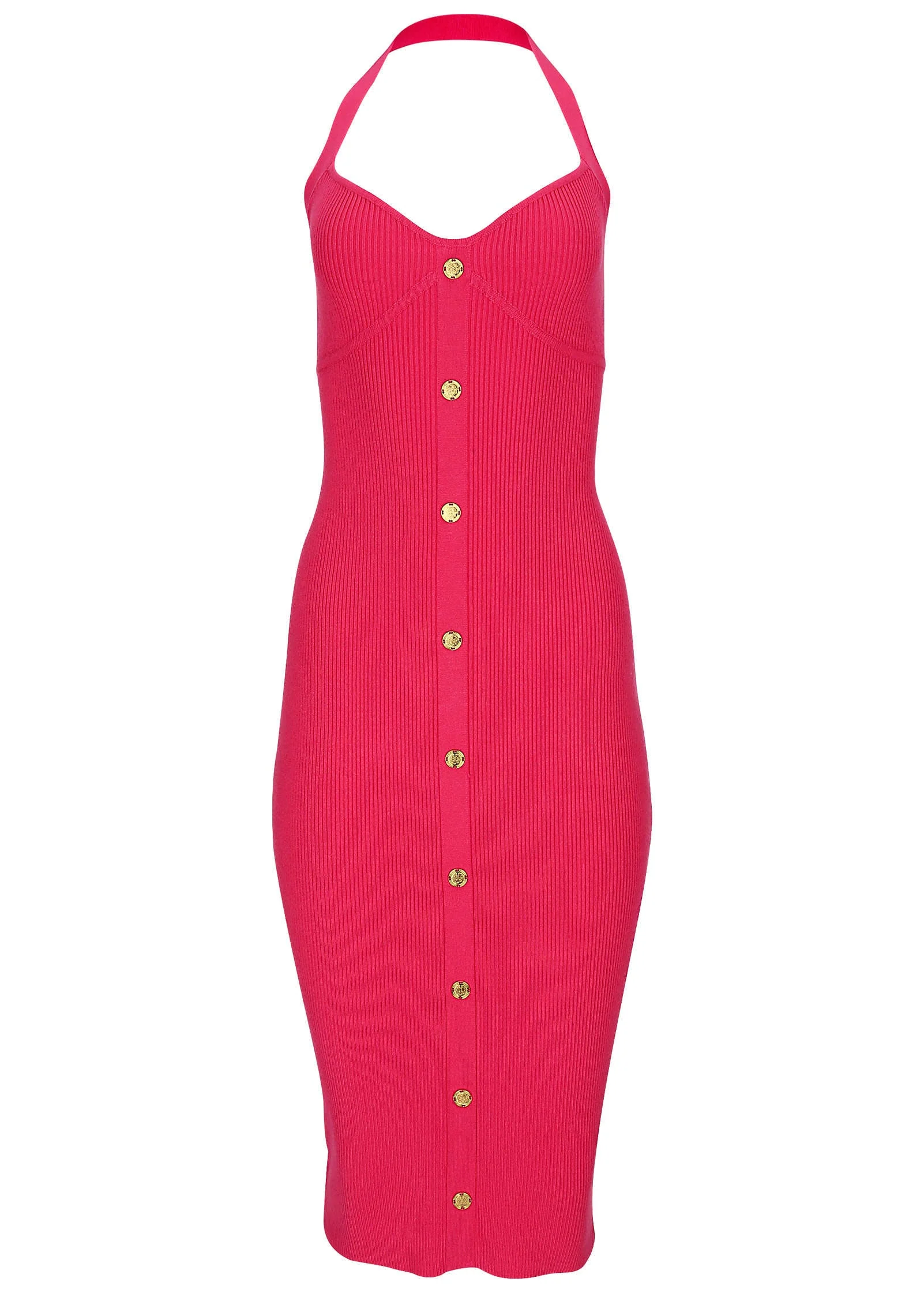 Button Front Halter Midi - Azalea - Image 2
