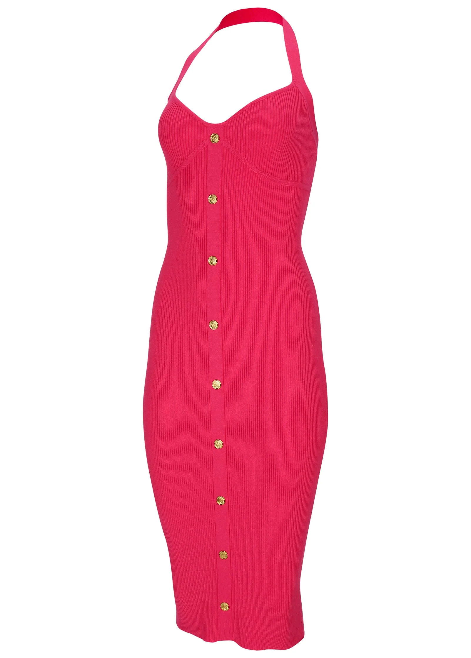 Button Front Halter Midi - Azalea - Image 4