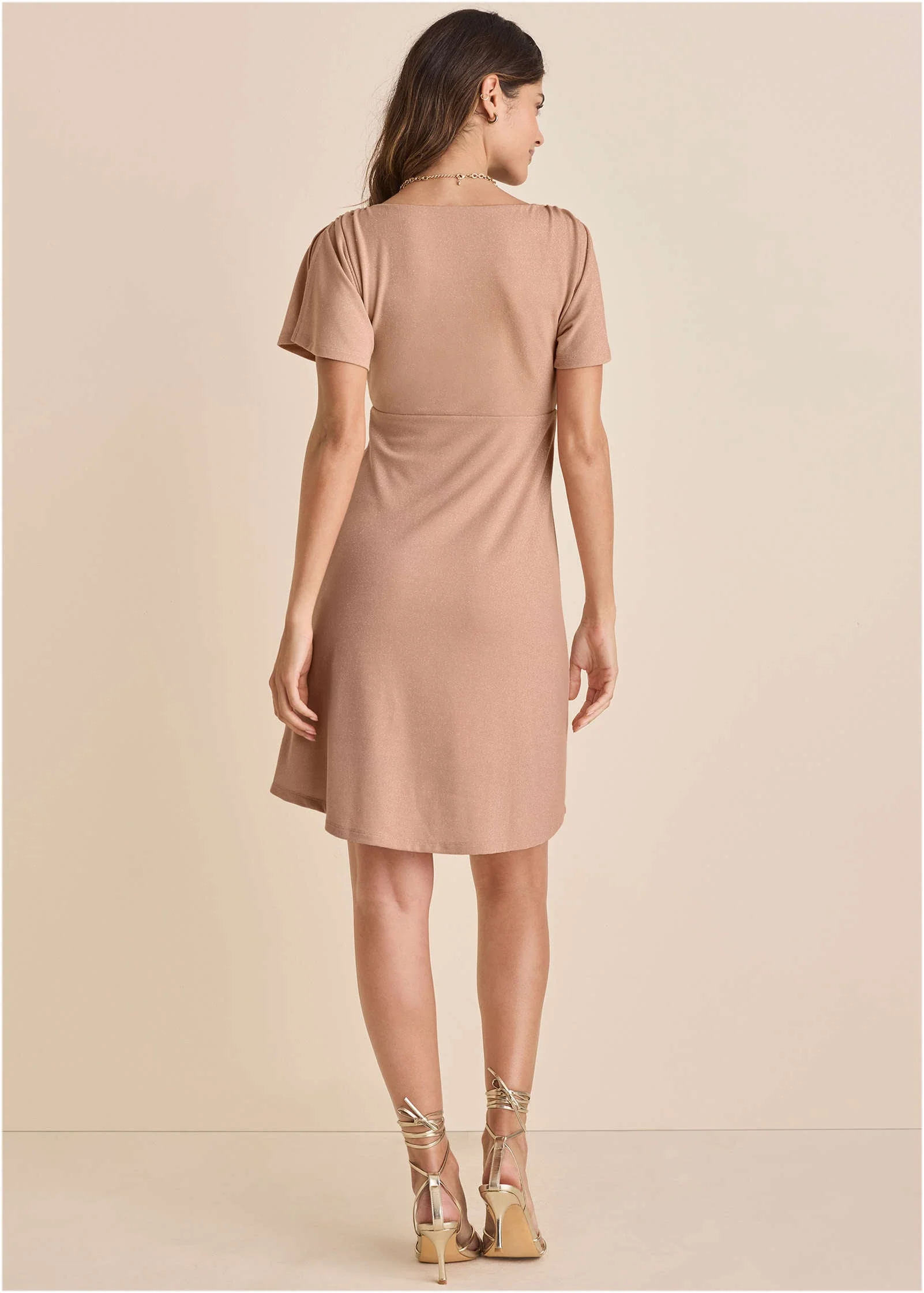 Glitter Mini Dress - Champagne Blush - Image 2