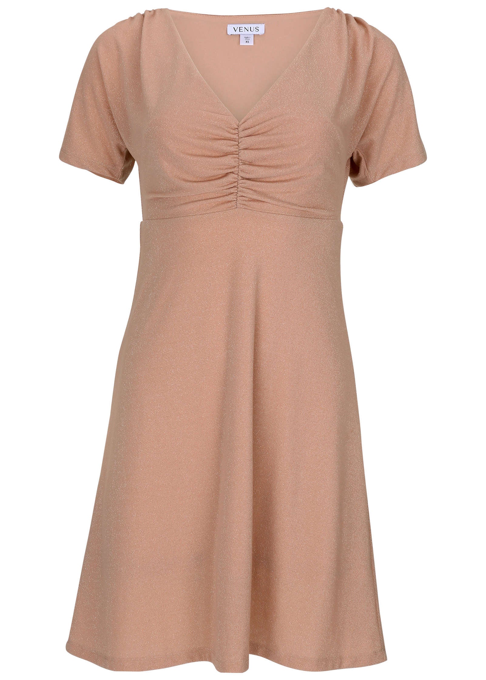 Glitter Mini Dress - Champagne Blush - Image 4