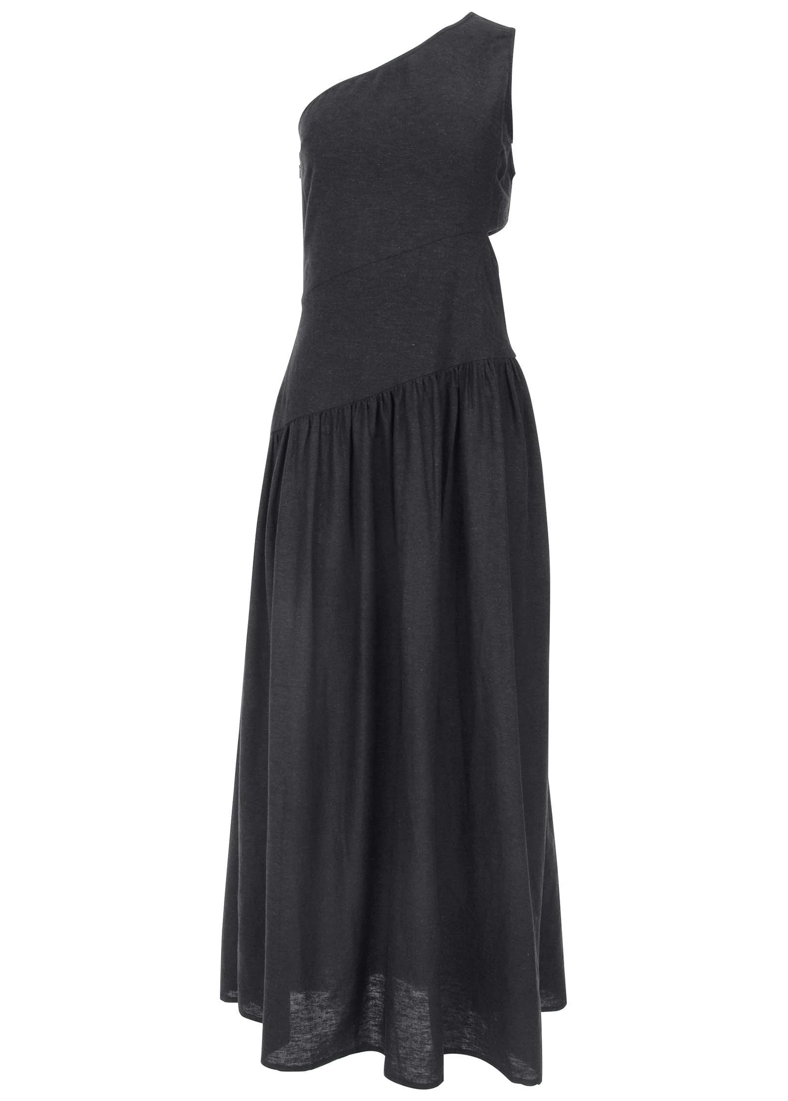 Linen Cutout Maxi Dress - Jet Black - Image 5