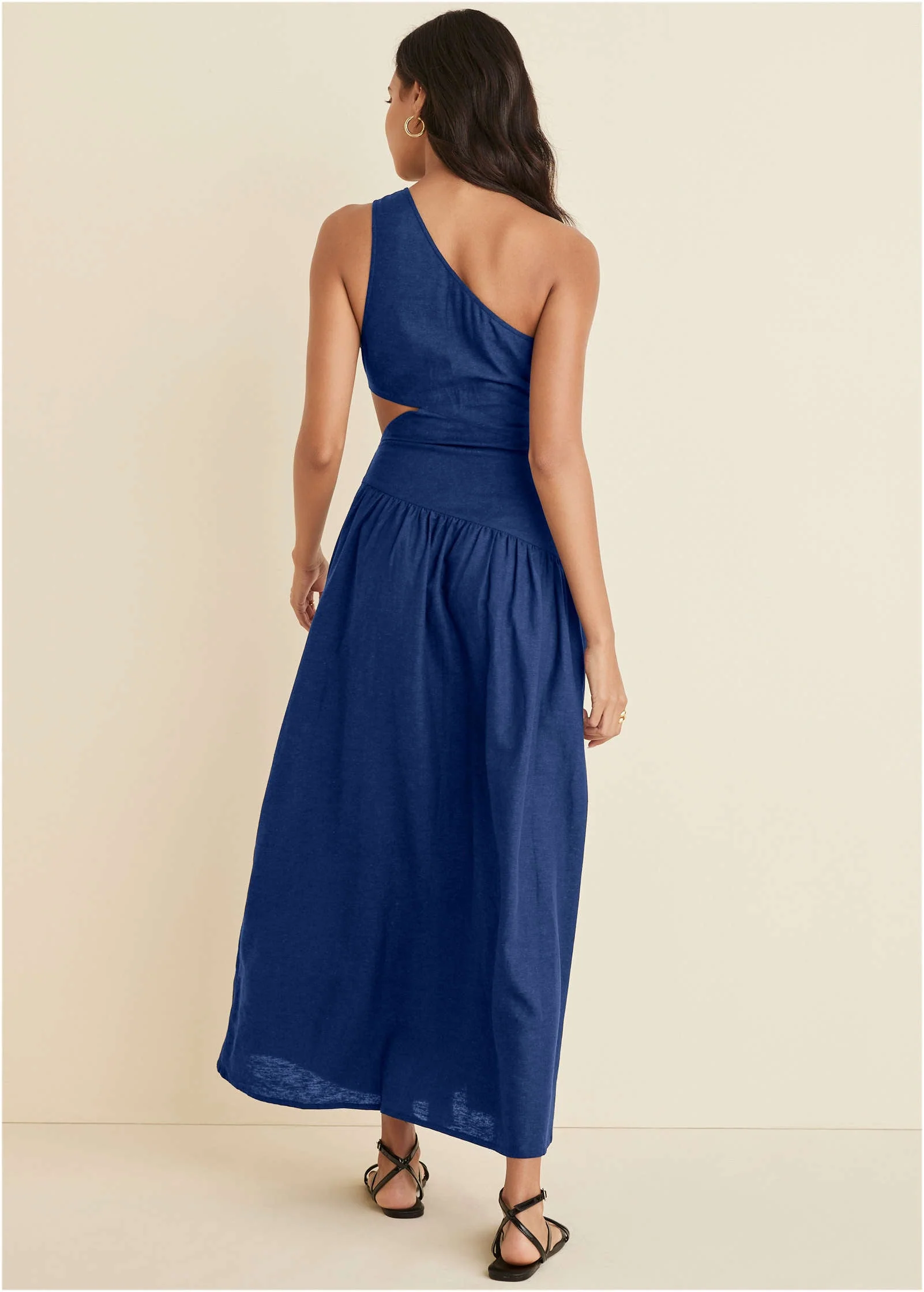 Linen Cutout Maxi Dress - Sodalite Blue - Image 2