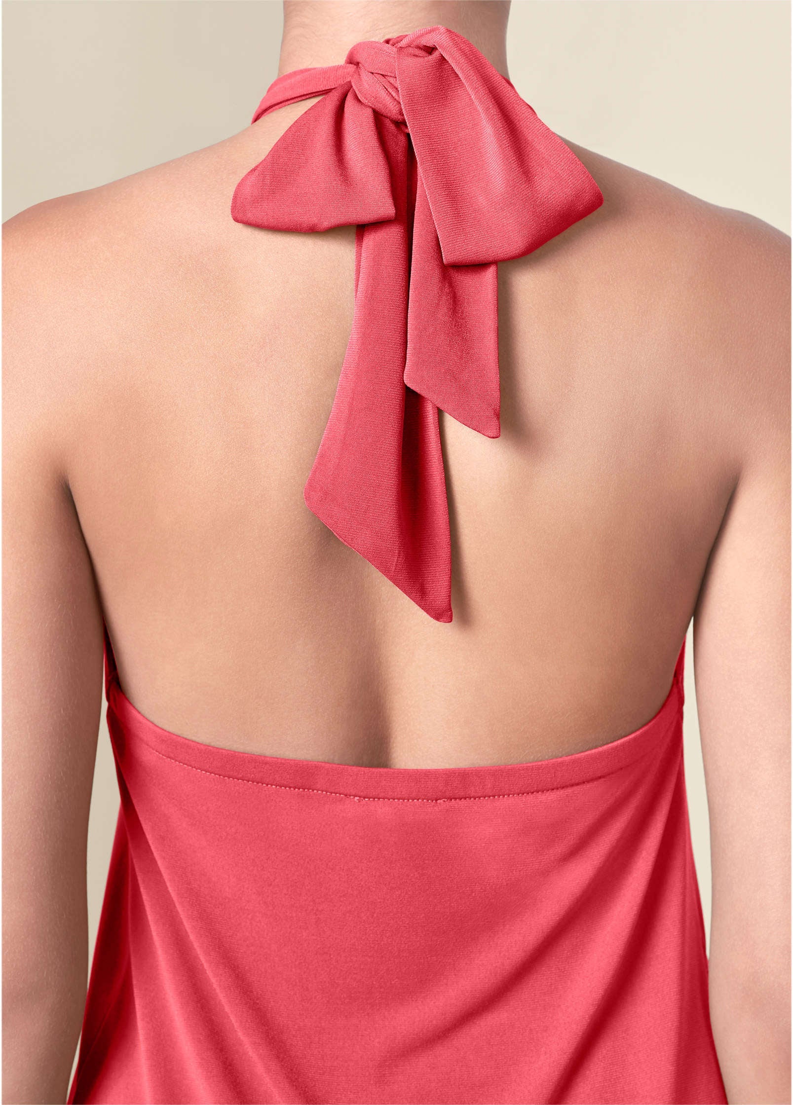 Halter Tie Dress - Coral - Image 4