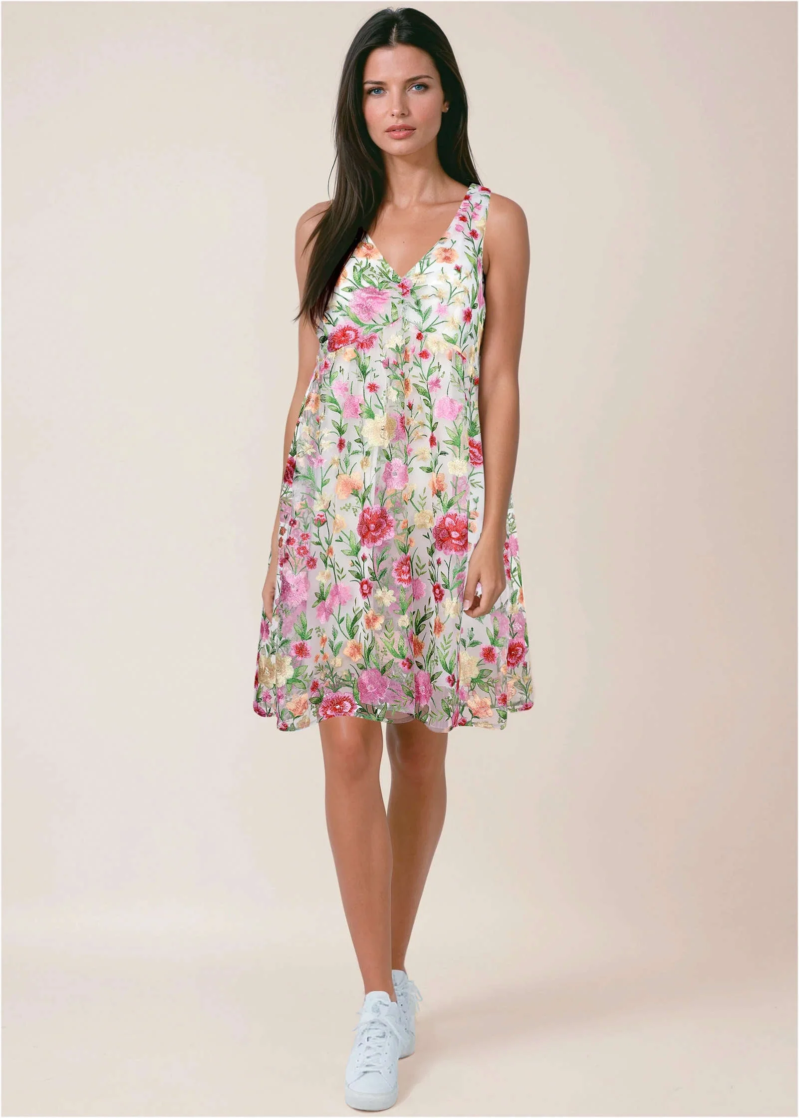 Embroidered Babydoll Mini - White Multi