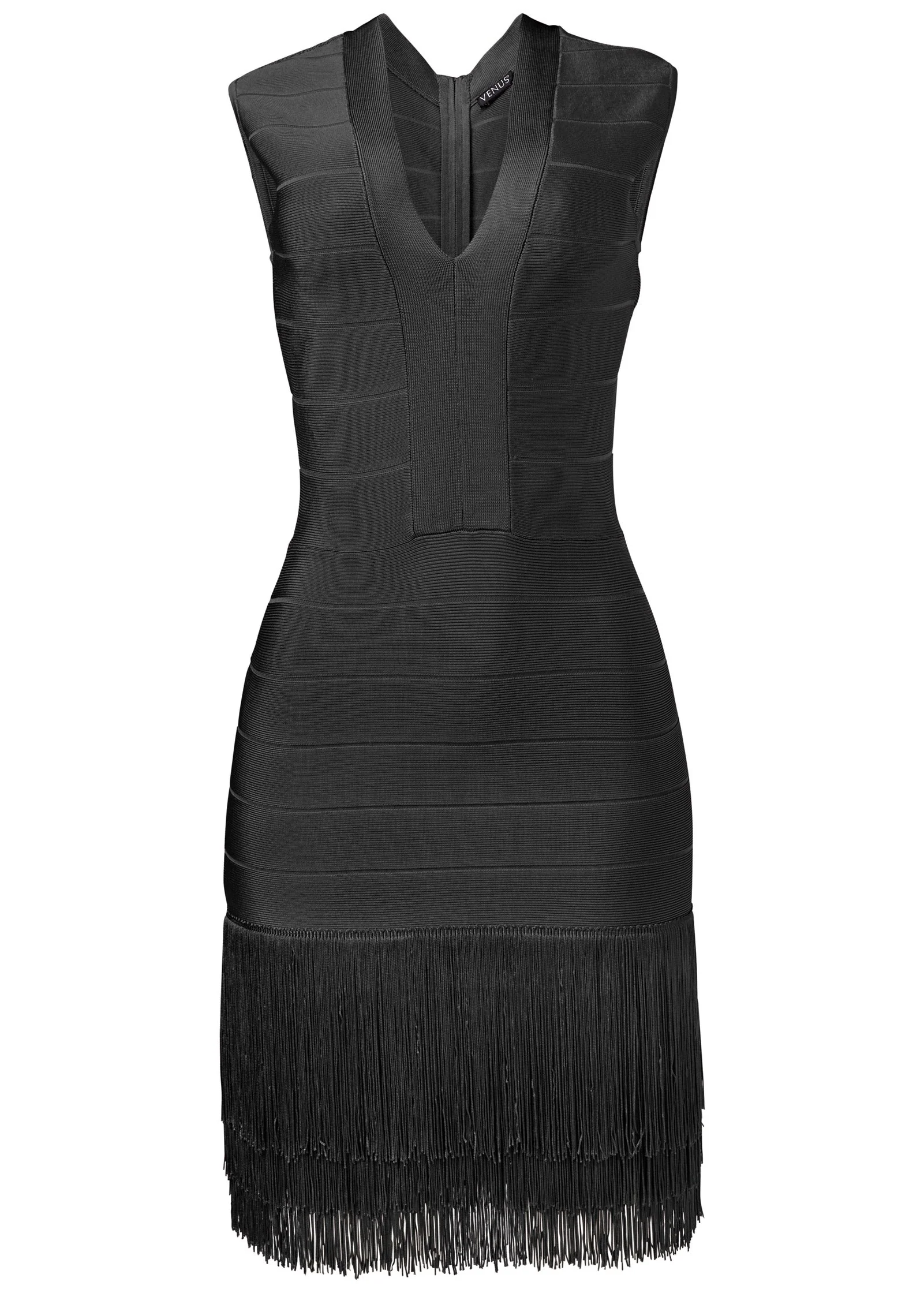 Bandage Fringe Dress - Black - Image 5