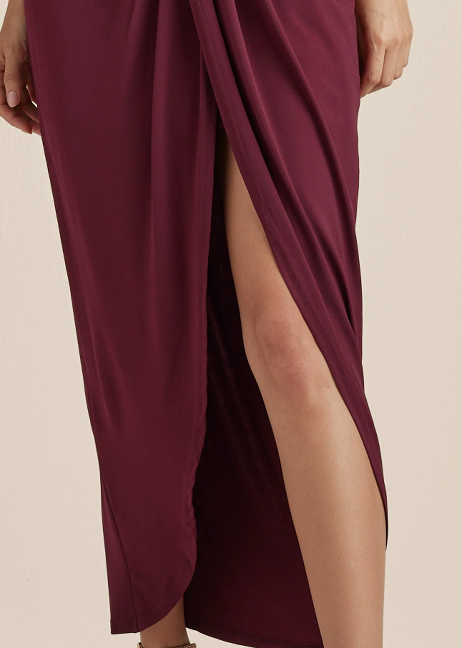 Drape Maxi Dress - Wine - Image 3
