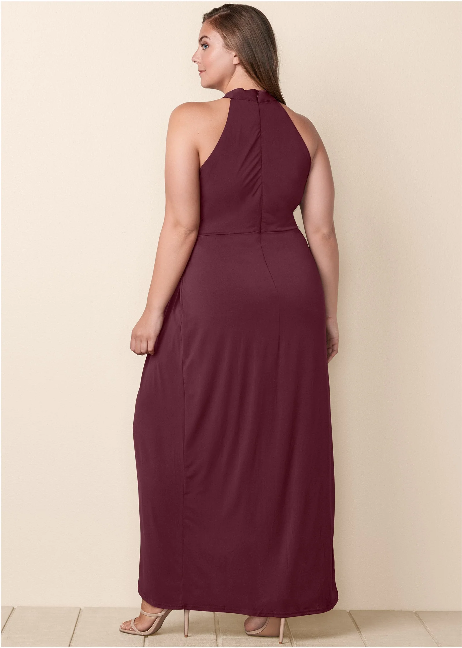 Drape Maxi Dress - Wine - Image 8