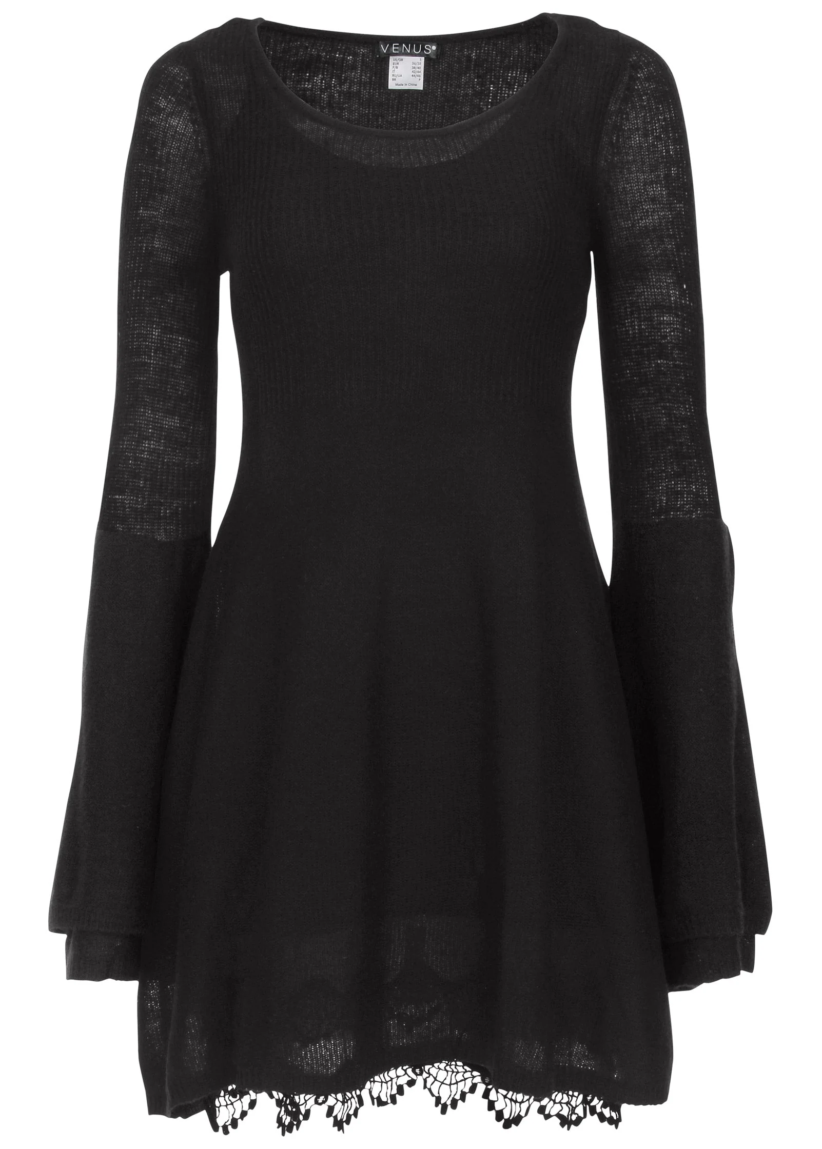 Boho Sweater Dress - Black - Image 4