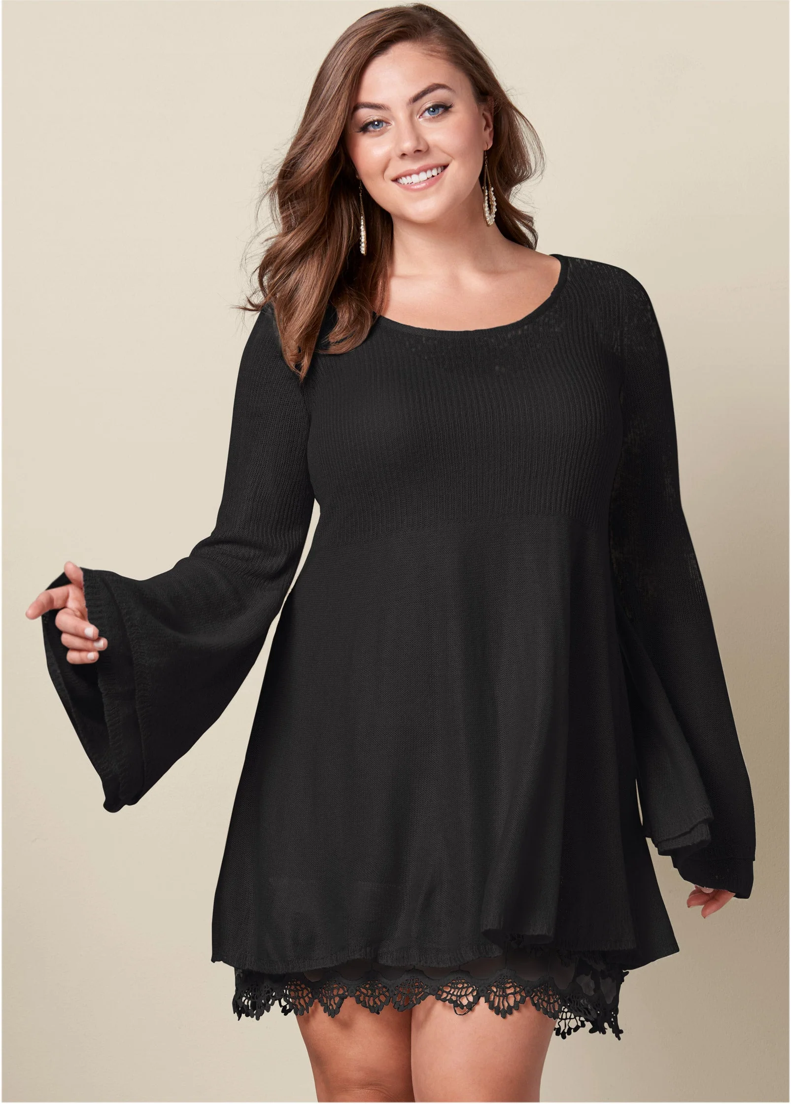 Boho Sweater Dress - Black - Image 5