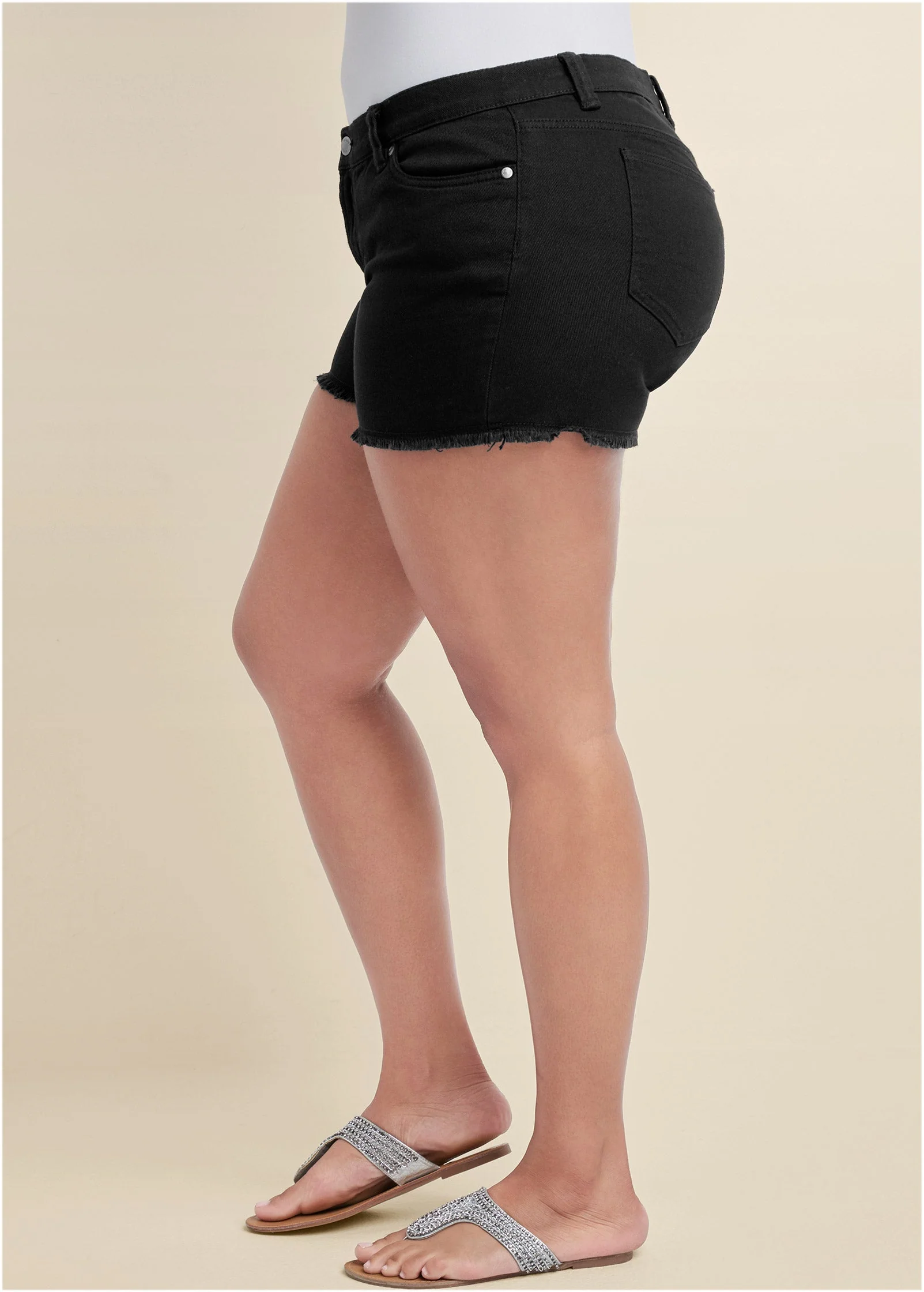 Jessica Cutoff Denim Shorts - Black - Image 9