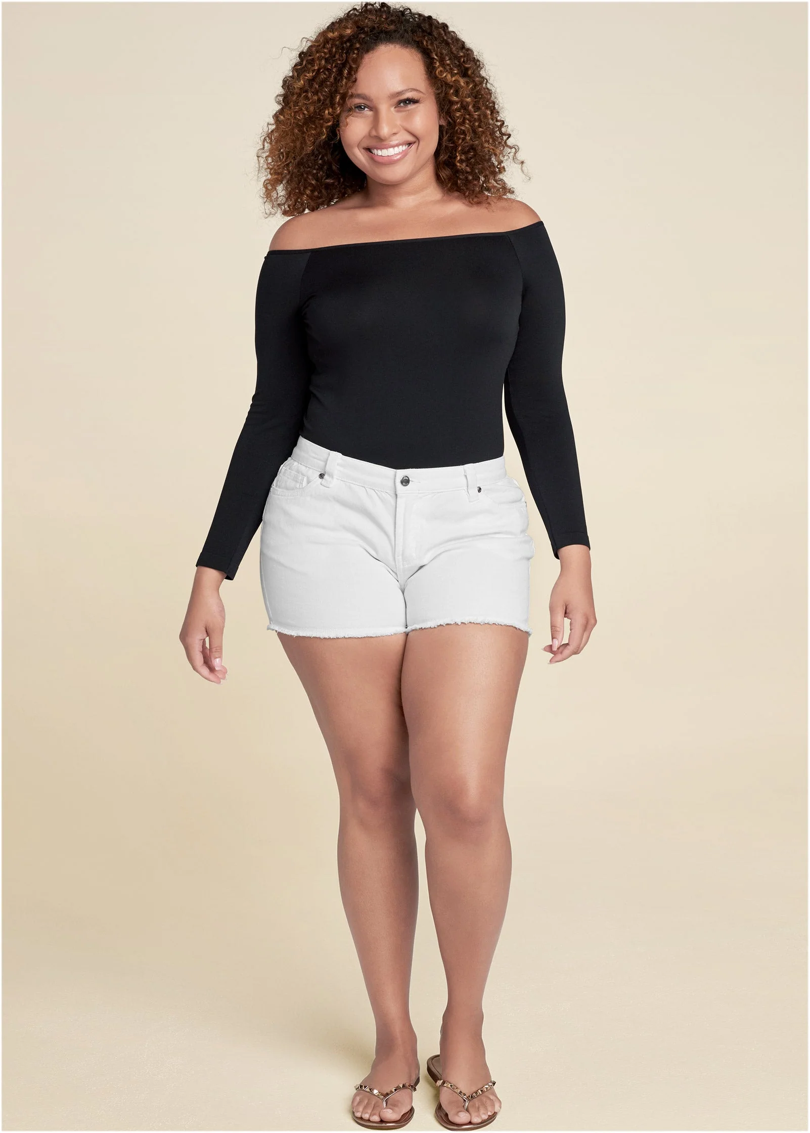 Jessica Cutoff Denim Shorts - White - Image 6