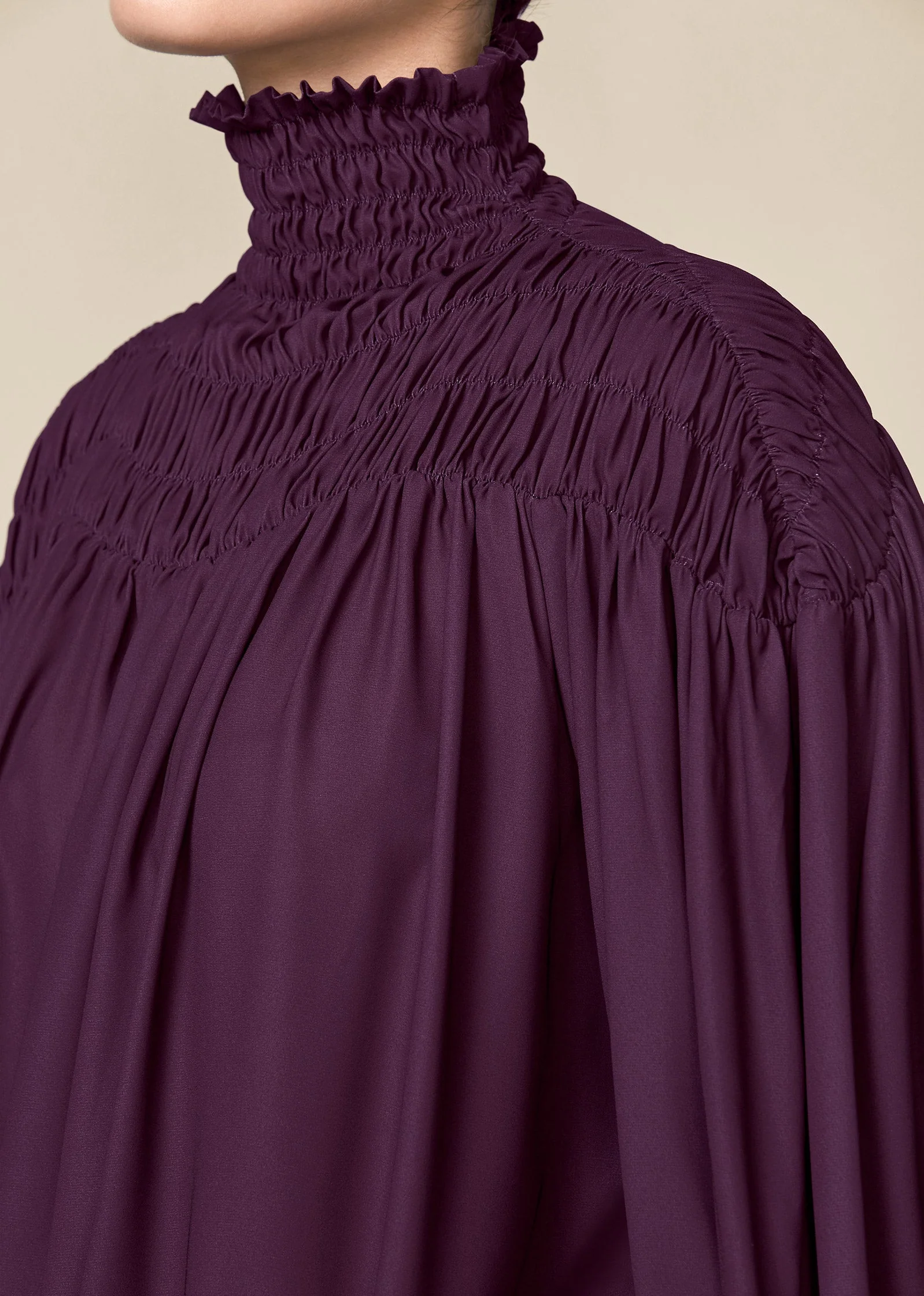 Smocked Detail Top - Dark Purple - Image 4