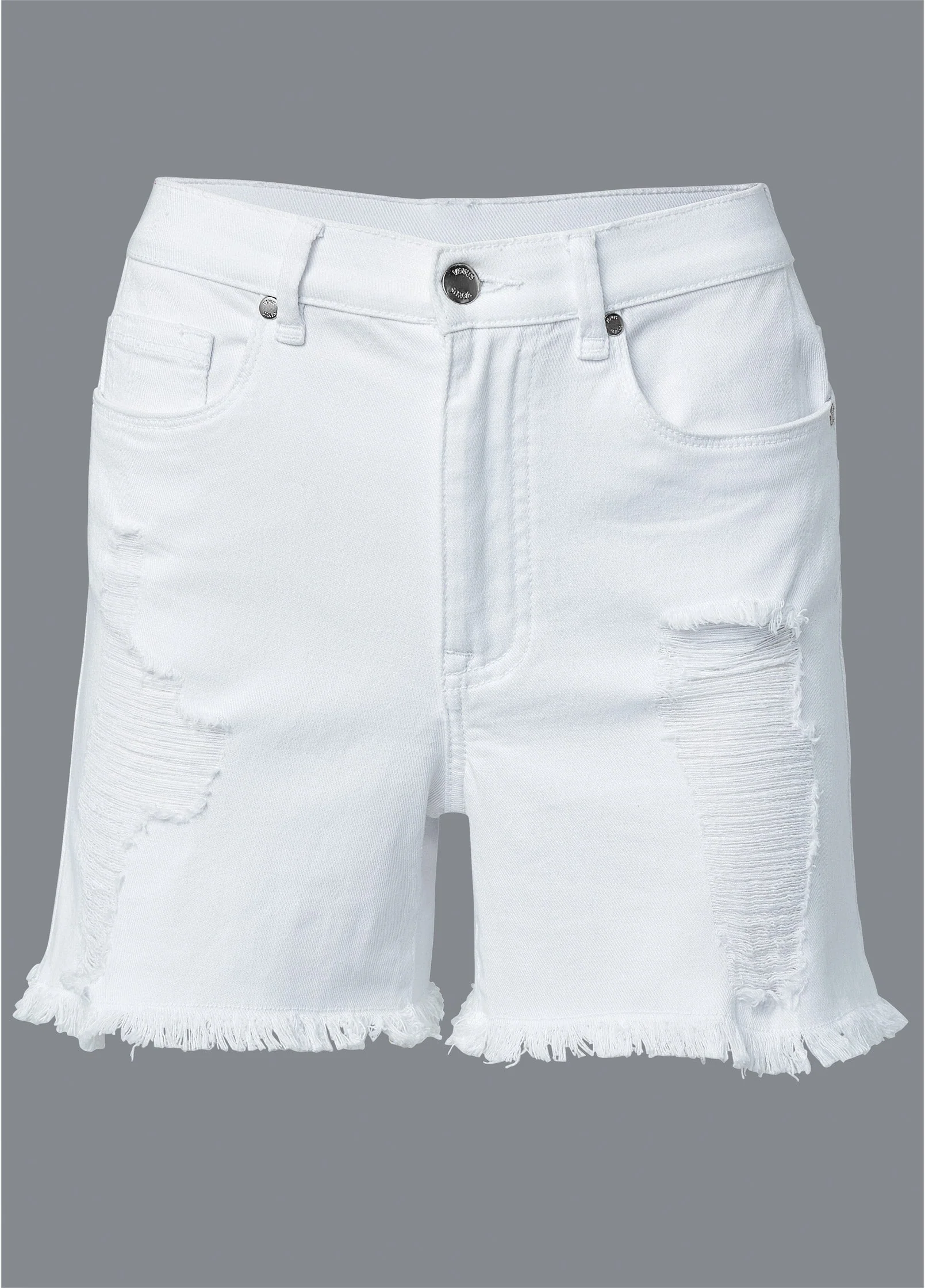 Distressed Jean Shorts - White Denim - Image 7